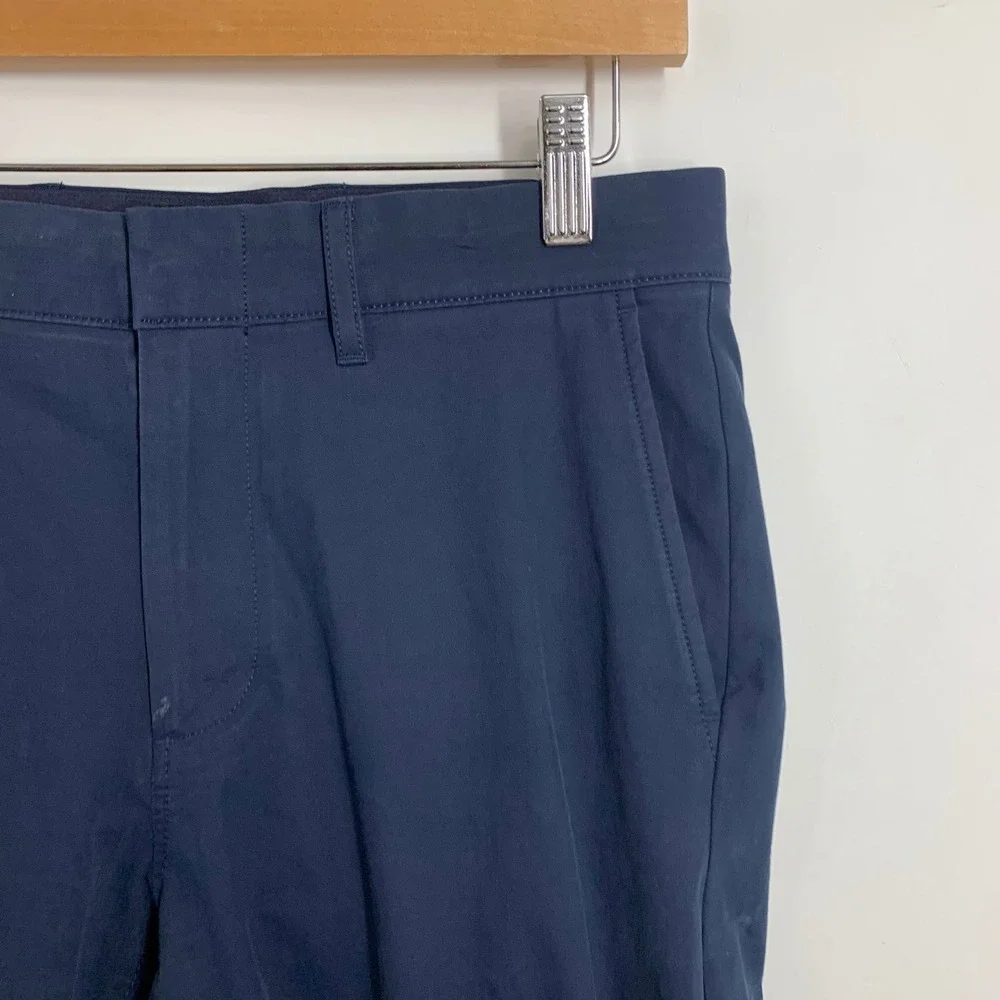 J. Crew Mens Navy Blue Flat Front Chinos Pants Straight Leg Casual Pants Size 28